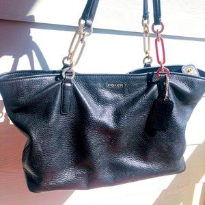 Coach black leather purse.  Navy interior